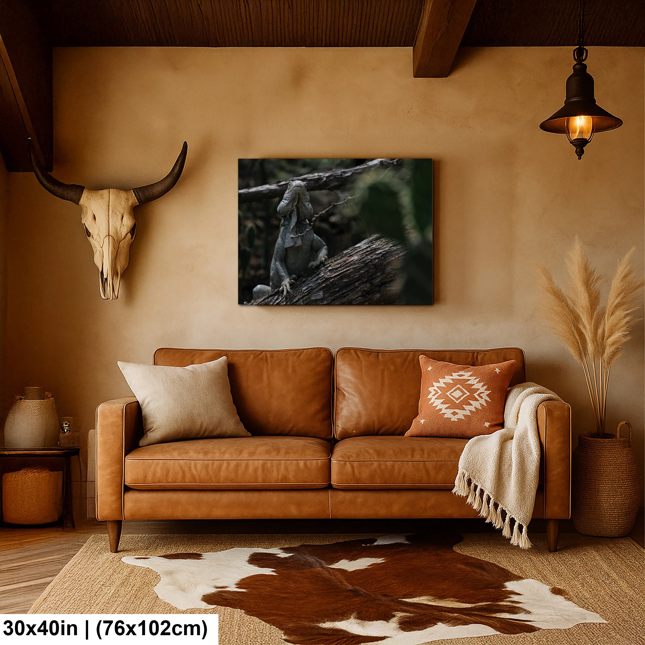 Iguana and cactus in Bonaire Washington Slagbaai National Park Photography Print